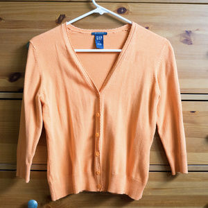 Gap Knit Orange Stretch Cardigan - Small